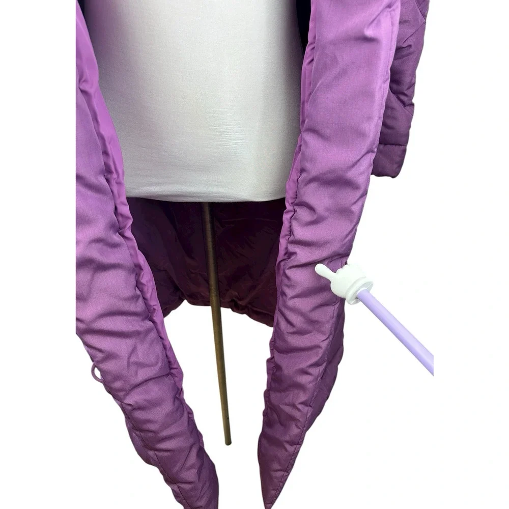 Vintage Saks Fifth Avenue Purple Long Puffer Coat Down Feather Women’s Large - Picture 4 of 16